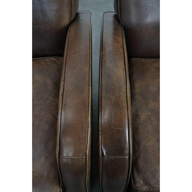 Brown Club Chairs in Sheepskin Leather, Set of 2 For Sale - Image 8 of 18