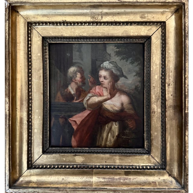 French School Artist, The Confidence or the Romantic Rendezvous, 1750-1780, Oil on Wood, Framed For Sale - Image 7 of 7