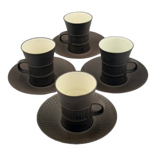 1960s Dansk Denmark Ihq Jens Harald Quistgaard’s ‘Fluted Flamestone’ 8pc Cup & Saucer For Sale