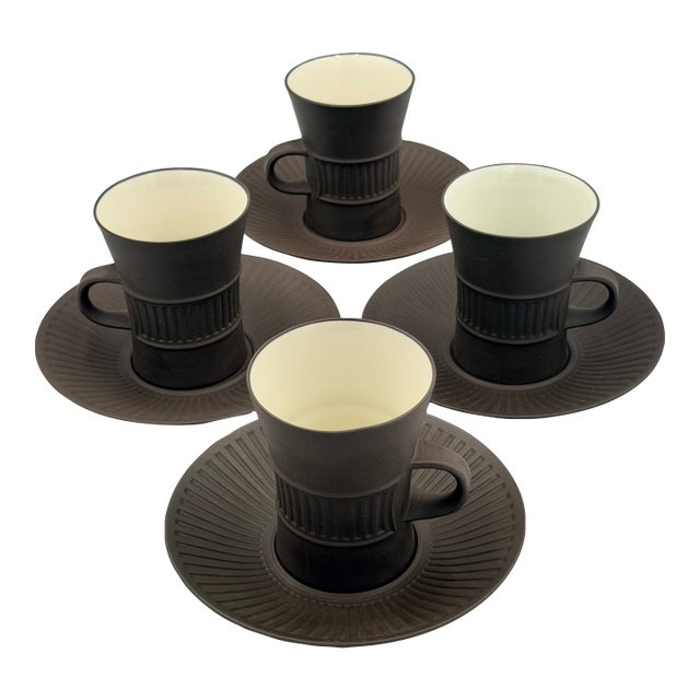 1960s Dansk Denmark Ihq Jens Harald Quistgaard’s ‘Fluted Flamestone’ 8pc Cup & Saucer For Sale