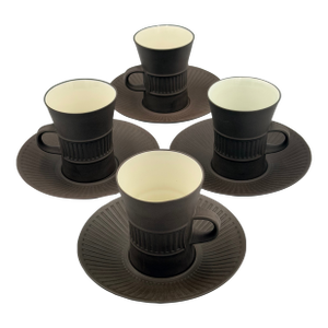 1960s Dansk Denmark Ihq Jens Harald Quistgaard’s ‘Fluted Flamestone’ 8pc Cup & Saucer