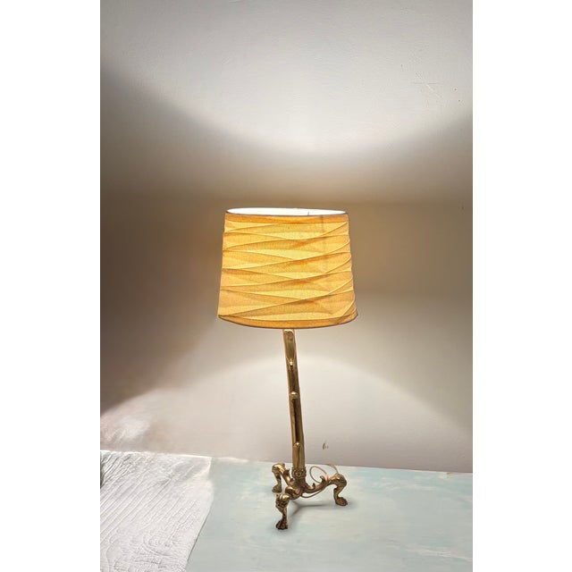 Early 20th Century Converted Brass Andiron Candlestick Lamp on Tripod Base For Sale - Image 12 of 14