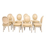 Mid 20th Century Set of 8 French Leather Upholstered Chairs For Sale