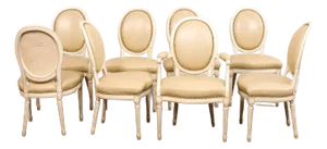 Mid 20th Century Set of 8 French Leather Upholstered Chairs