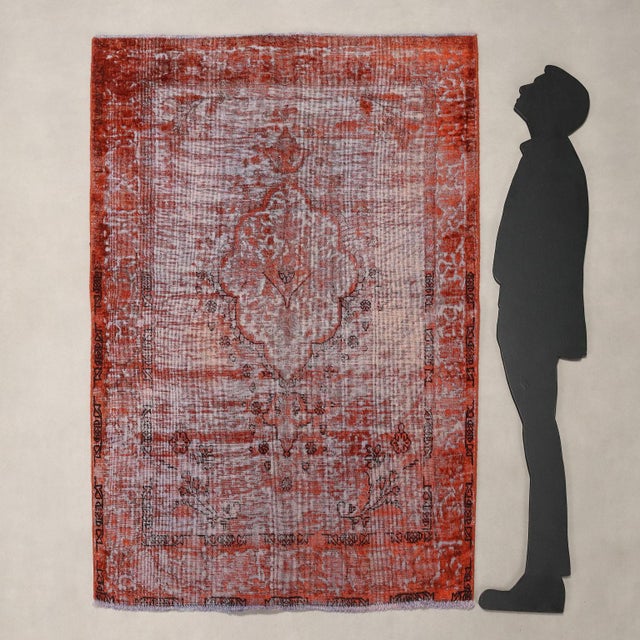 Vintage cotton and wool rug, large knot, hand-made. This piece is attributed to the mentioned designer/maker. It has no...