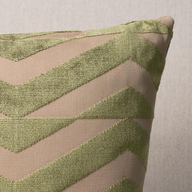 This pillow features Broken Chevron Cut Velvet by Miles Redd for Schumacher with a knife edge finish. Miles Redd was so...