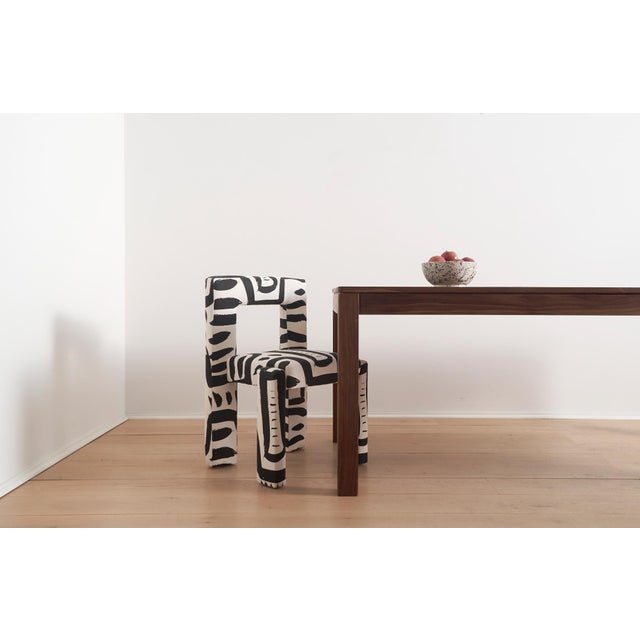 Angle II Armless Dining Chair in Grace Black Tuxedo Print For Sale - Image 4 of 9