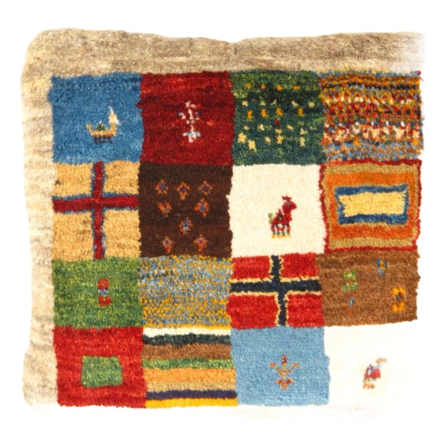 Pasargad DC Multi Color Fine Hand Knotted Persian Gabbeh Pillow For Sale