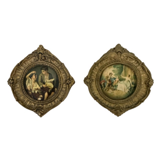 Vintage Mid Century Florentine Framed Prints - A Pair For Sale