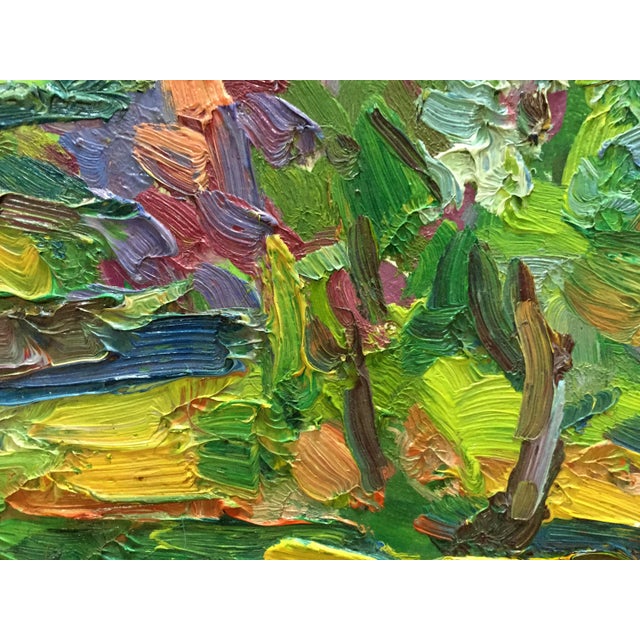 1980s Abstract Oil Painting Green Garden Dupliy Sergey Alexandrov For Sale - Image 4 of 8