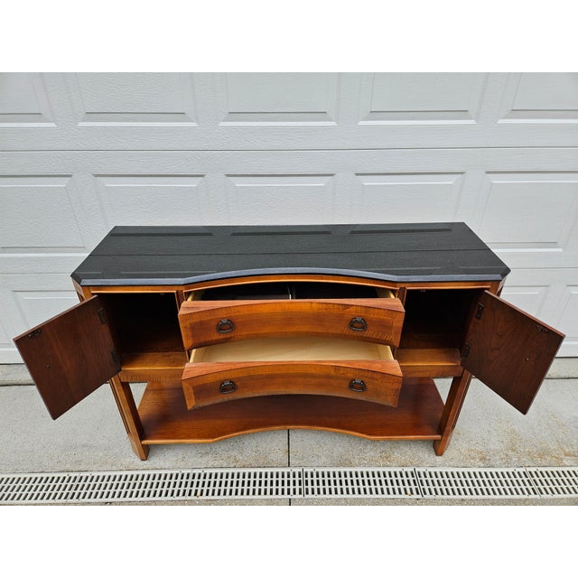 Brown Modern Arts and Craft Style Cherry and Granite Top Sideboard Buffet For Sale - Image 8 of 13
