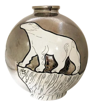 Danilllo Curetti Emaux De Longwy Faience Vase Titled "Banquise" 39/50