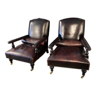 Late 20th Century Vintage Pair of George Smith Edwardian Chairs For Sale
