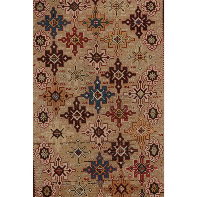 Antique Kuba Geometric Beige and Golden-Yellow Wool Runner For Sale In New York - Image 6 of 7