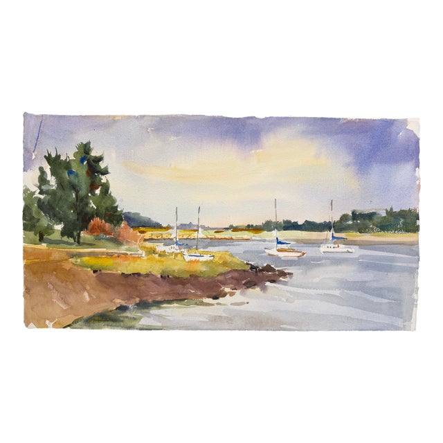 "Water Scene" Watercolor by Patricia McCarthy For Sale