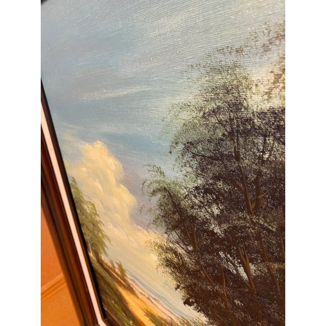 Paint Mid 20th Century Brenner Signed Pastoral Landscape Framed Oil Painting For Sale - Image 7 of 10