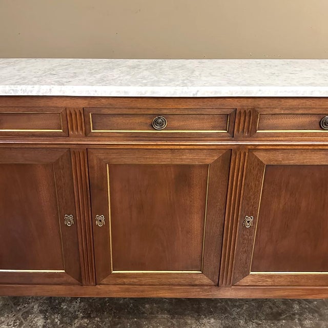 Antique French Louis XVI Mahogany Buffet With Carrara Marble For Sale - Image 11 of 16