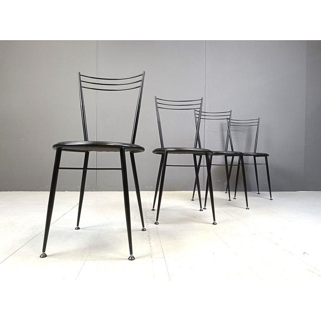 Metal Vintage Dining Chairs by Calligaris, 1980s, Set of 4 For Sale - Image 7 of 12