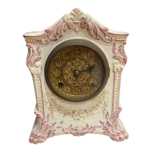 Antique Ansonia Porcelain Mantel Clock, Late 1800s