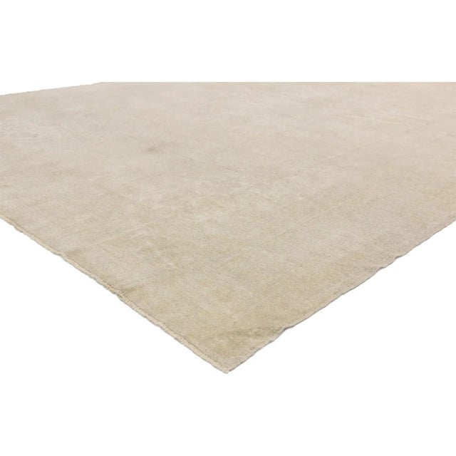 Vintage Turkish Oushak Rug with Monochromatic Mission Style and Soft Subtle Hues 06'08 x 10'11. This hand knotted wool...