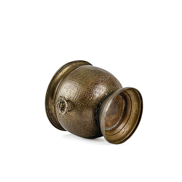 Brass Vintage Hammered Brass Hollywood Regency Cachepot Planter For Sale - Image 8 of 13