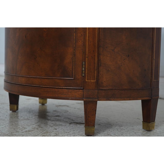 Baker Attributed Demilune 1 Door Mahogany Commode Console Cabinet For Sale - Image 10 of 14