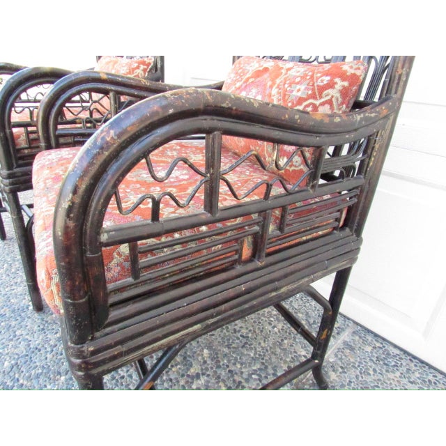 Pair of Ebonized Bamboo Armchairs in the Brighton Pavillion Style For Sale - Image 11 of 18