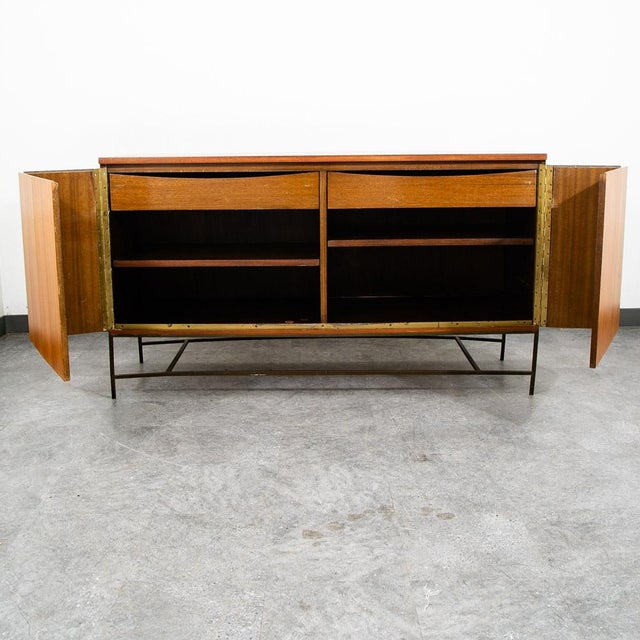 1960s Mid Century Modern Credenza Sideboard Paul McCobb Irwin Calvin Mahogany Brass For Sale - Image 5 of 12