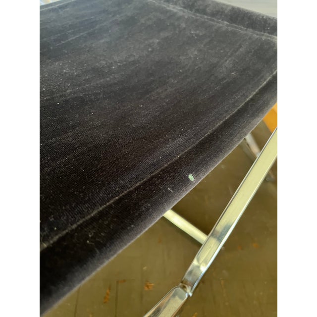 Mid Century Chrome Directors Chairs Glam Era in Black Velvet For Sale - Image 11 of 13