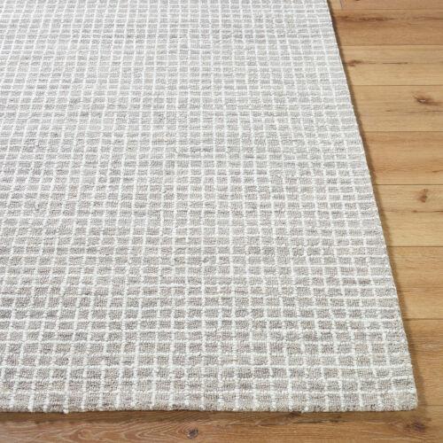Hand Tufted Textured Grid Gray & White Wool Rug - 5'0 X 7'6 | Chairish