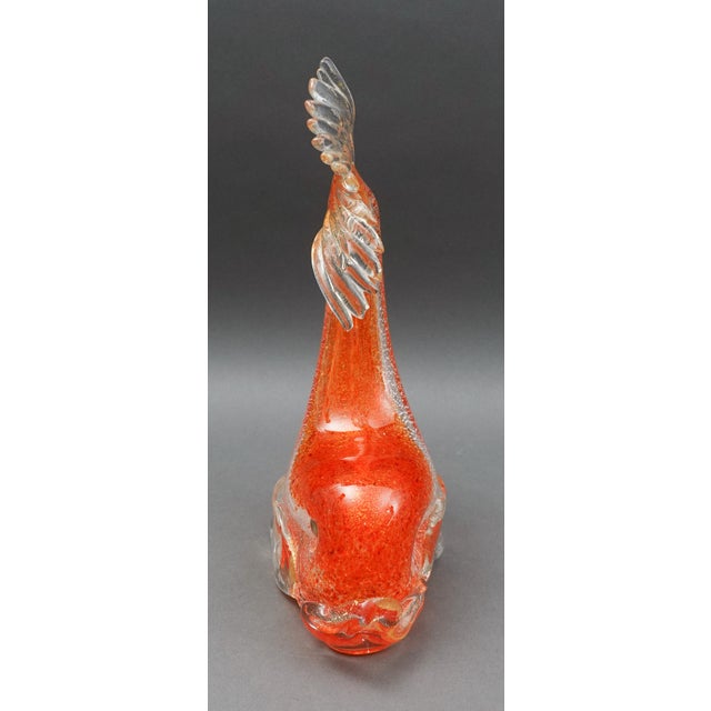 Vintage Italian Murano Attributed Gold Fleck Orange Hand Blown Art