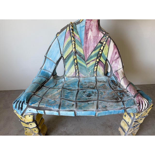 1980s 1980s Vintage Handmade Sculptural Art Garden Bench – Signed For Sale - Image 5 of 12