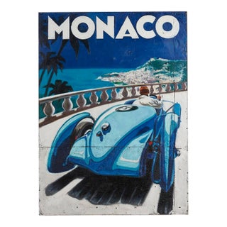 Monaco Grand Prix I Collective Bap Vietnam Art Blue Coastal Racing Scene Large For Sale