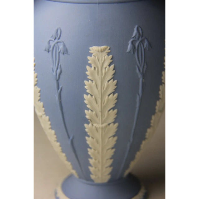 Wedgwood Vintage Wedgwood Acanthus and Bullrush Blue Jasperware Vase For Sale - Image 4 of 11