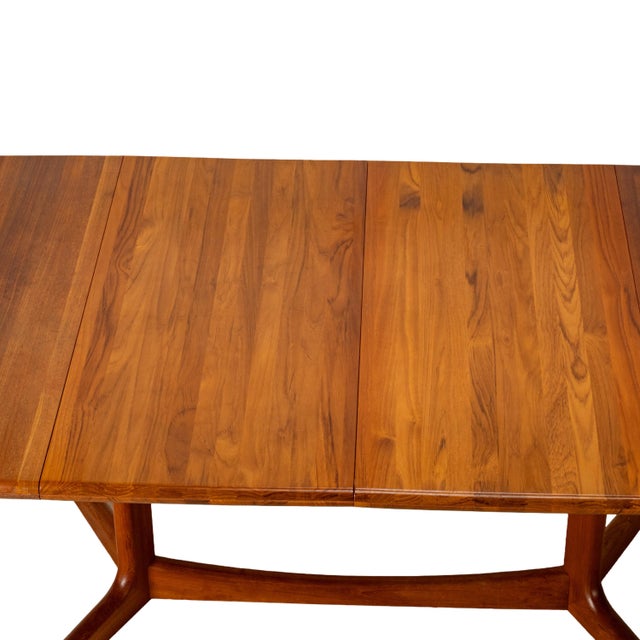 1990s Danish Modern Solid Teak Expandable 102" Dining Table W/ Two Leafs For Sale In Tampa - Image 6 of 18