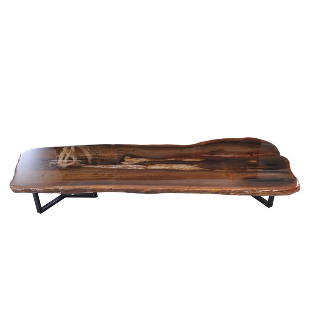 This exceptional petrified wood coffee table is crafted from a single large slab of fossilized wood, formed approximately...