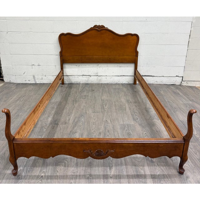 French Provincial Vintage Full Size French Provincial or Rococo Revival Style Bed For Sale - Image 3 of 10