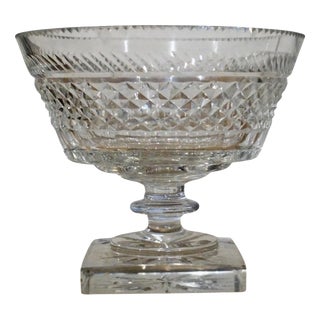 Antique Victorian Diamond-Cut Crystal Pedestal Bowl, 1890 For Sale