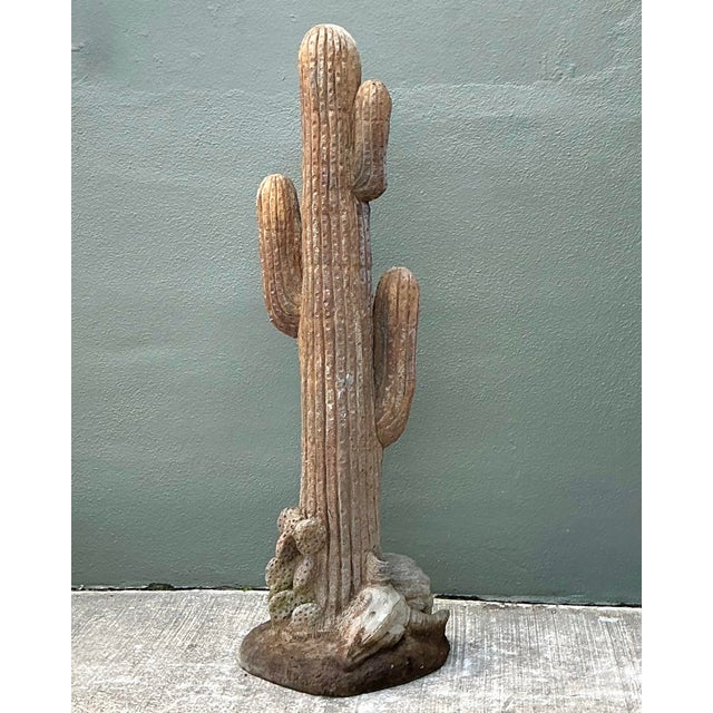 Sculpture Materials Vintage Cast Concrete Cactus Sculpture For Sale - Image 7 of 12