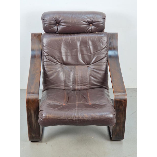 Vintage Armchair in Brown Leather and Bentwood attributed to Coja, 1970s For Sale - Image 14 of 18
