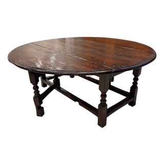 Antique English Oak Drop-Leaf Coffee Table For Sale