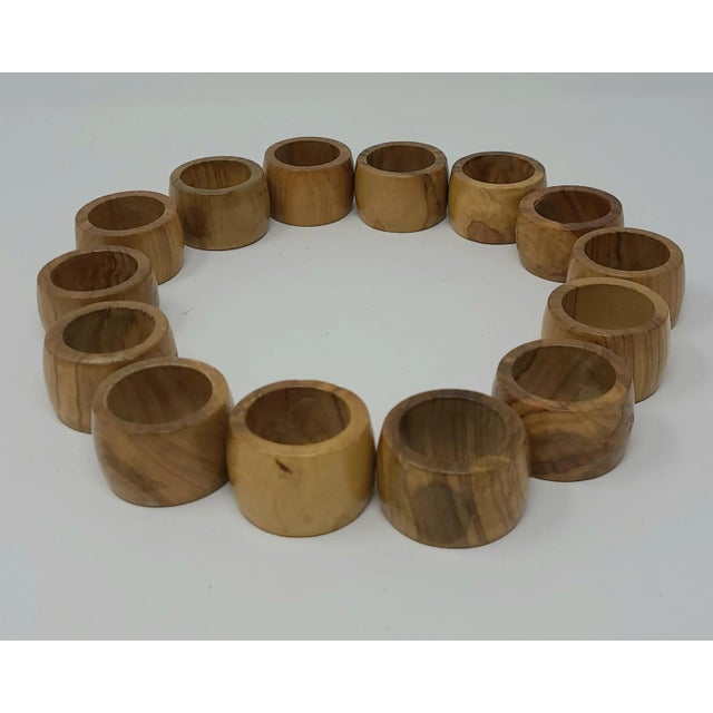 1980s Vintage Burl Wood Napkin Rings Set of 14 For Sale - Image 5 of 13