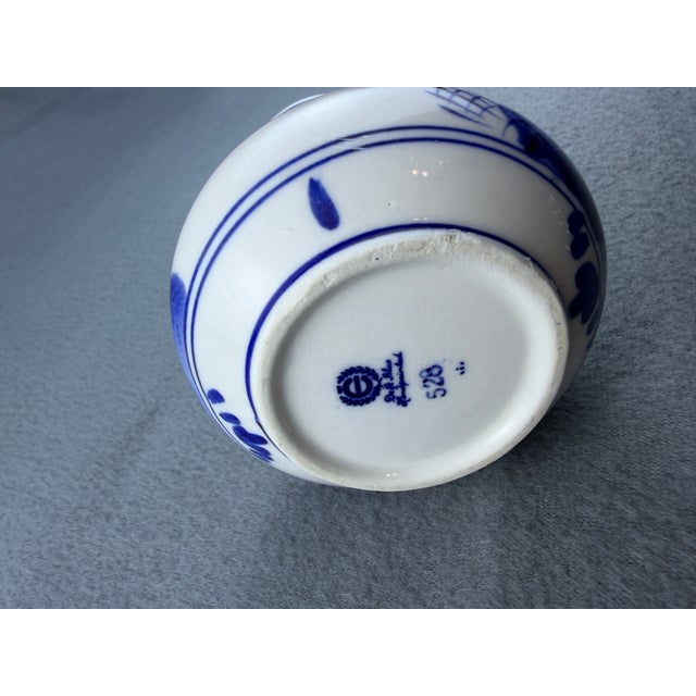 Blue Vintage Hand-Painted Delft Blue Bud Vase, Windmill Motif, Pattern 528 For Sale - Image 8 of 18