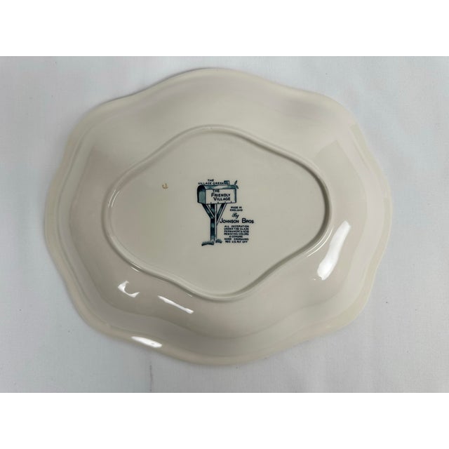 Mid-Century Modern Johnson Bros Friendly Village England Vintage Village Green 11" Scalloped Bowl For Sale - Image 3 of 7