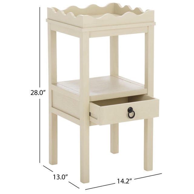 Contemporary Darlyn Scalloped 1 Drawer Accent Table in Sand For Sale - Image 3 of 9