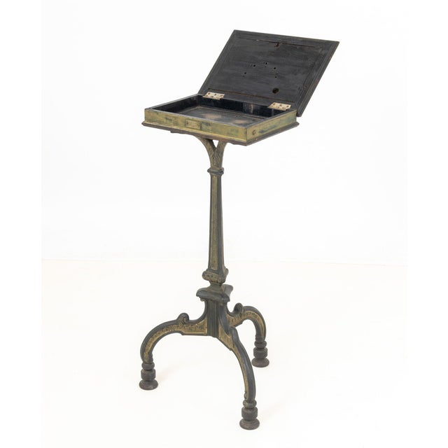 Wood French Marble Top and Cast Iron Telephone Table For Sale - Image 7 of 10