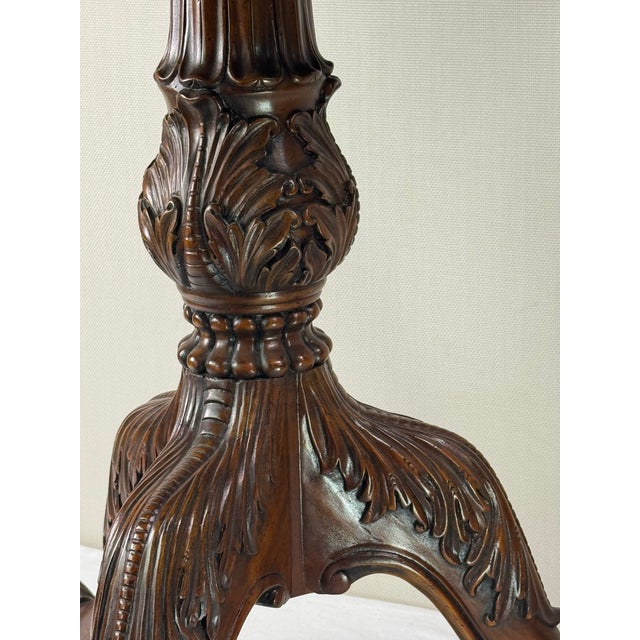 Vintage Maitland-Smith Round Pedestal Mahogany Inlaid Table. For Sale - Image 10 of 12