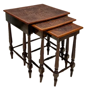 Leather Top Nesting Tables in the style of Angel Pazmino, 1960s, Set of 3
