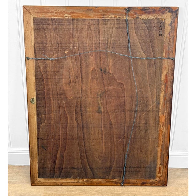 Brown Antique Traditional Oak Floral Embossed Frame Wall Mirror - 26x32 For Sale - Image 8 of 9