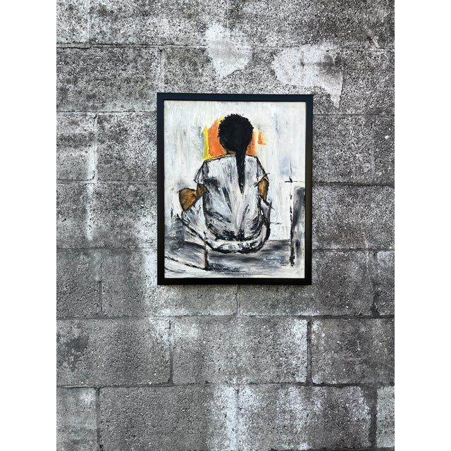 Mid Century Modern "Kristina" Wall Art Painting After Christian Bjorn Larse, Framed and Signed by the Artist For Sale - Image 10 of 10